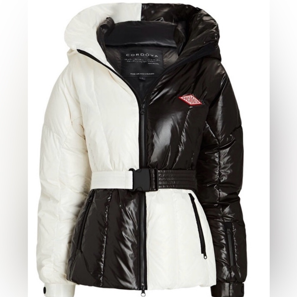 Cordova The Monterosa two-tone ski jacket in black / white, size Extra Small